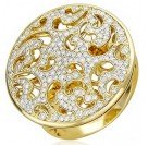 Блещущее кольцо из коллекции "AJOUR" с бриллиантами из желтого золота 750 пробы