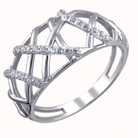 Притягательное кольцо с дорожками фианитов из серебра 925 пробы фото