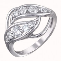Удивительное кольцо с фианитами из серебра 925 пробы фото