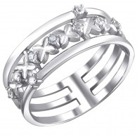 Трендовое кольцо с фианитами из серебра 925 пробы фото