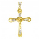Благовидный нательный крест с распятием с бриллиантами из желтого золота 585 пробы