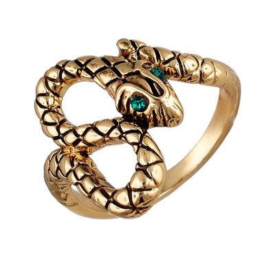 Прелестное кольцо в форме змеи с цветными цирконами, бижутерия фото