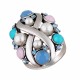 Харизматичное кольцо с цветными цирконами и иммитацией жемчуга, бижутерия