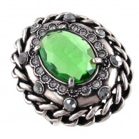 Пленительное кольцо с ювелирным стеклом и кристаллами, бижутерия фото