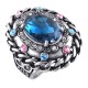 Потрясающее кольцо с ювелирным стеклом и кристаллами, бижутерия