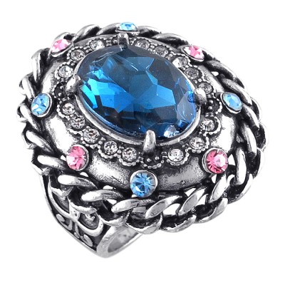 Потрясающее кольцо с ювелирным стеклом и кристаллами, бижутерия фото