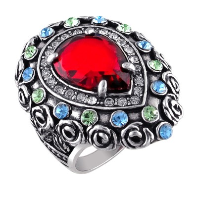 Чудное кольцо с ювелирным стеклом и кристаллом, бижутерия фото