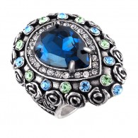 Выдающееся кольцо с ювелирным стеклом и кристаллами, бижутерия фото