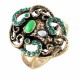 Фантасмагоричное кольцо с ювелирной эмалью и цветными кристаллами, бижутерия