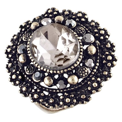 Царственное кольцо с ювелирным стеклом и кристаллом, бижутерия фото
