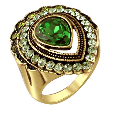Харизматичное кольцо с ювелирным стеклом и кристаллом, бижутерия фото