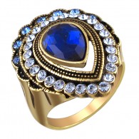 Торжественное кольцо с ювелирным стеклом и кристаллом, бижутерия фото