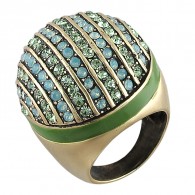 Интересное кольцо с цветными кристаллами сваровски, бижутерия фото