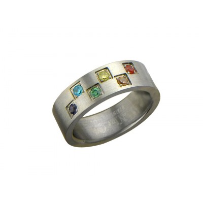 Чарующее кольцо с цветными цирконами, бижутерия фото