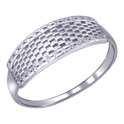 Беспрецедентное кольцо с дорожками фианитов из серебра 925 пробы фото