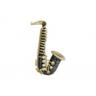 Виртуозная брошь из коллекции "JAZZ" в виде саксофона с бриллиантами из желтого золота 750 пробы фото