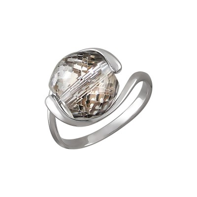 Мерцающее кольцо  из коллекции "Хрусталь silver" с цветным горным хрусталем из серебра 925 пробы фото