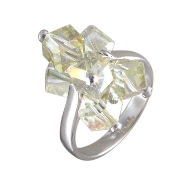 Искрометное кольцо из коллекции "Хрусталь silver" с цветным горным хрусталем из серебра 925 пробы фото