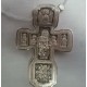 Крест православный Святая Троица, Свт. Николай Чудотворец, Мч Трифон, Три Святителя из серебра 925 пробы