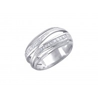 Чарующее кольцо с дорожками фианитов из серебра 925 пробы фото