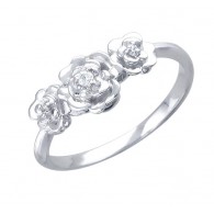Невообразимое кольцо-цветы с фианитами из серебра 925 пробы фото
