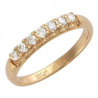 Филигранное кольцо с фианитами из красного золота 585 пробы фото