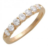 Характерное кольцо с дорожкой фианитов из красного золота 585 пробы фото