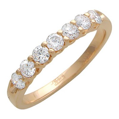 Характерное кольцо с дорожкой фианитов из красного золота 585 пробы фото