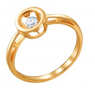 Роскошное кольцо  из коллекции "Impulse Gold" с фианитом из красного золота 585 пробы фото