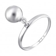 Рафинированное кольцо с подвеской-бусиной из серебра 925 пробы фото