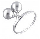 Исключительное кольцо из коллекции "Bubbles silver" с подвесками-шариками из серебра 925 пробы