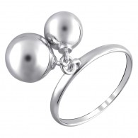 Интересное кольцо из коллекции "Bubbles silver" с подвесками-шариками из серебра 925 пробы фото