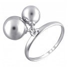 Интересное кольцо из коллекции "Bubbles silver" с подвесками-шариками из серебра 925 пробы