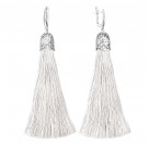 Впечатляющие серьги из коллекции "MOULIN ROUGE" с подвесками из шелка из серебра 925 пробы цвет металла белый