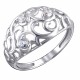 Ажурное кольцо с фианитами из серебра 925 пробы цвет металла белый