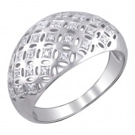Кружевное кольцо с фианитами из серебра 925 пробы фото