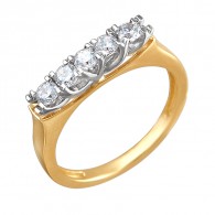Высококачественное кольцо с фианитами из комбинированного золота 585 пробы фото