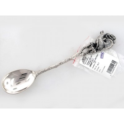 Художественная чайная ложка "Глухарь" из серебра 925 пробы фото