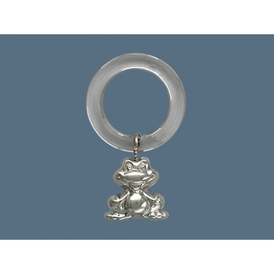 Прекрасная погремушка "Лягушка на кольце" из серебра 925 пробы фото