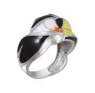 Красочное кольцо с шпинелью и ювелирной эмалью из серебра 925 пробы