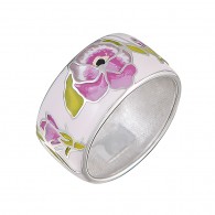 Торжественное кольцо с цветочным рисунком с ювелирной эмалью из серебра 925 пробы фото