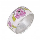Торжественное кольцо с цветочным рисунком с ювелирной эмалью из серебра 925 пробы