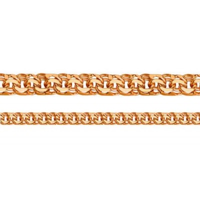 Золотая цепь из красного золота 585 пробы ручной вязки, плетение Бисмарк фото
