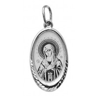 Икона Божией Матери Умиление. Нательный образок из серебра 925 пробы фото