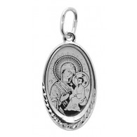 Тихвинская икона Божией Матери. Образок из серебра 925 пробы фото
