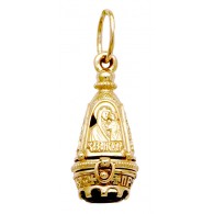 Казанская Богородица. Нательная ладанка с сиреневым фианитом из красного золота 585 пробы фото