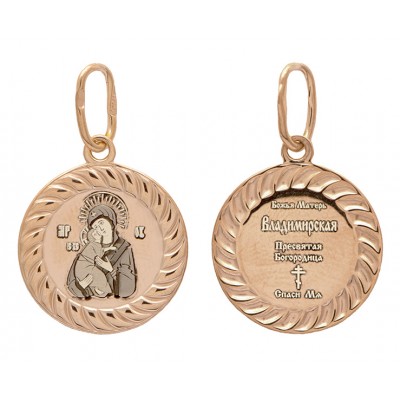 Владимирская Божия Матерь. Нательная серебряная иконка из серебра 925 пробы с позолотой фото