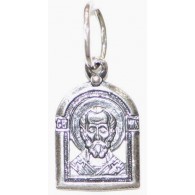 Святой Николай Чудотворец. Образок нательный из серебра 925 пробы фото