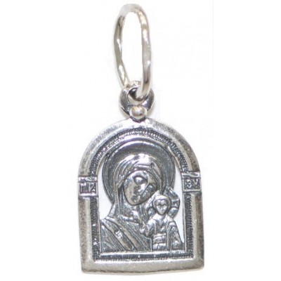 Казанская Божия Матерь. Нательная иконка из серебра 925 пробы фото
