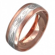 Интересное обручальное кольцо из серебра 925 пробы с золотым покрытием, шинка 7 мм фото